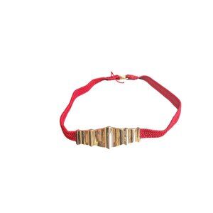 Vintage Gold Buckle Red/Pink Braided Belt 42"